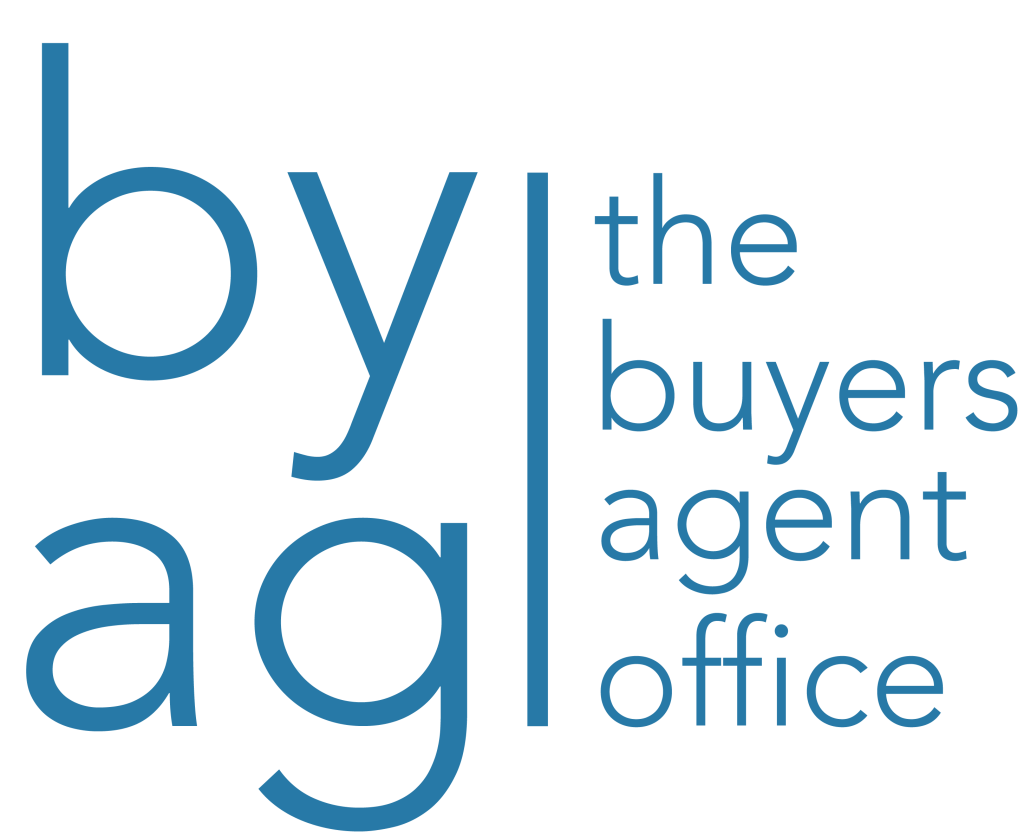 Logo of 'the buyers agent office' featuring the text 'by agl' in a modern blue font.