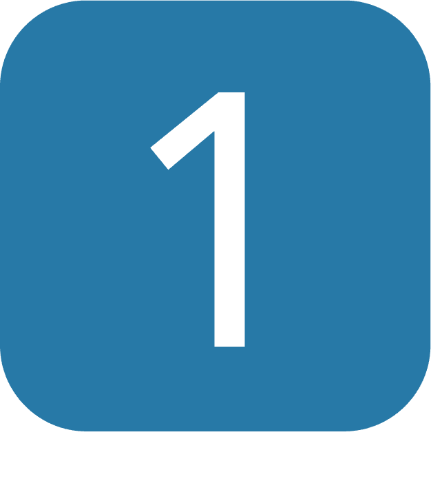 Number 1 in a blue square, indicating a step or a section in a process.