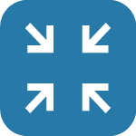 Icon representing the concept of resizing or adjusting elements, featuring arrows pointing inwards from the corners towards the center.