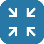 Icon representing the concept of resizing or adjusting elements, featuring arrows pointing inwards from the corners towards the center.