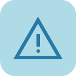 Warning icon in a blue background