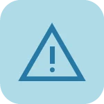 Warning icon in a blue background