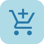Icon of a shopping cart with a plus sign, symbolizing adding products or services.
