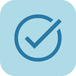 A blue checkmark icon on a light blue background.